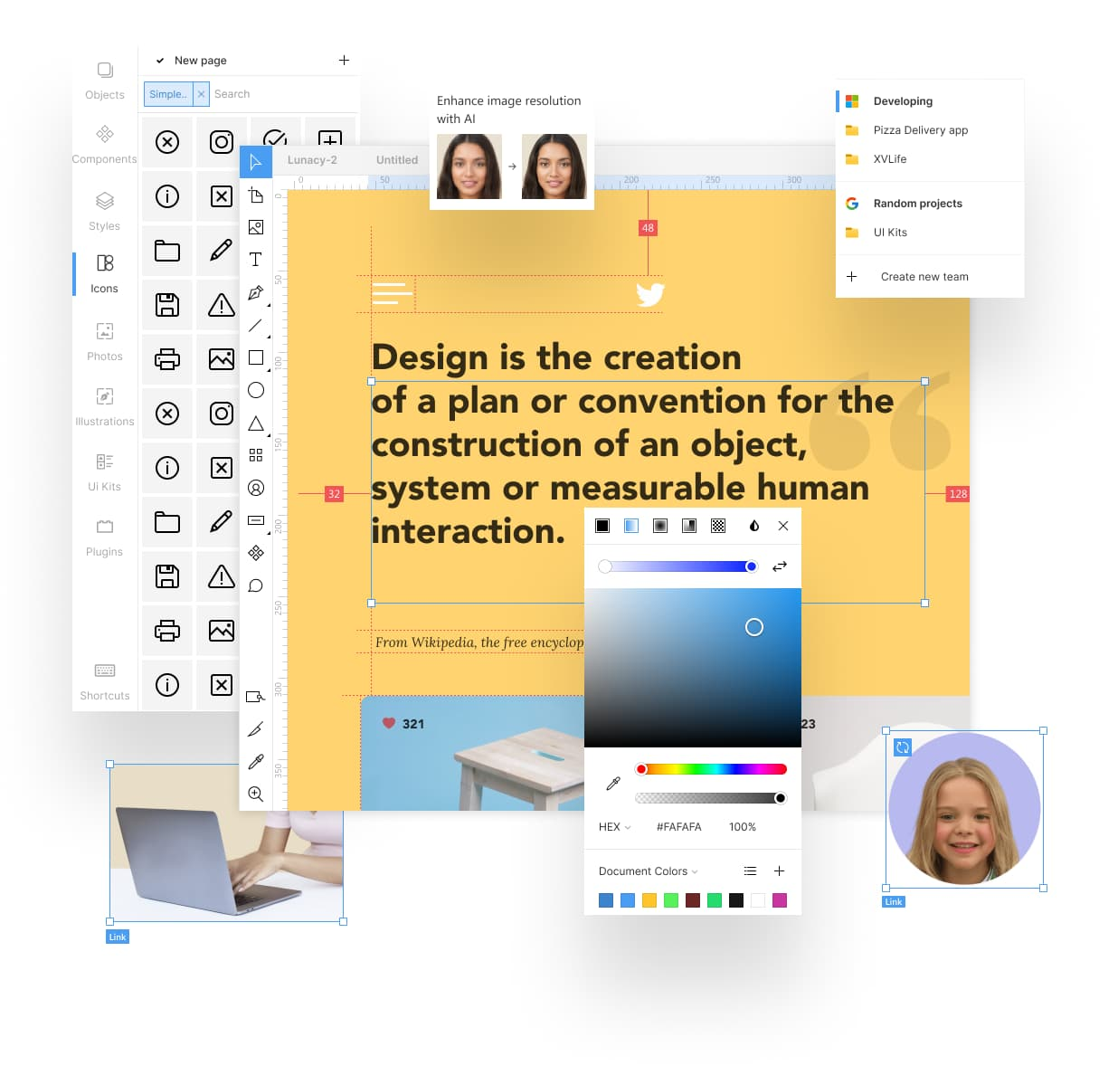 Lunacy dashboard and infographic creation process