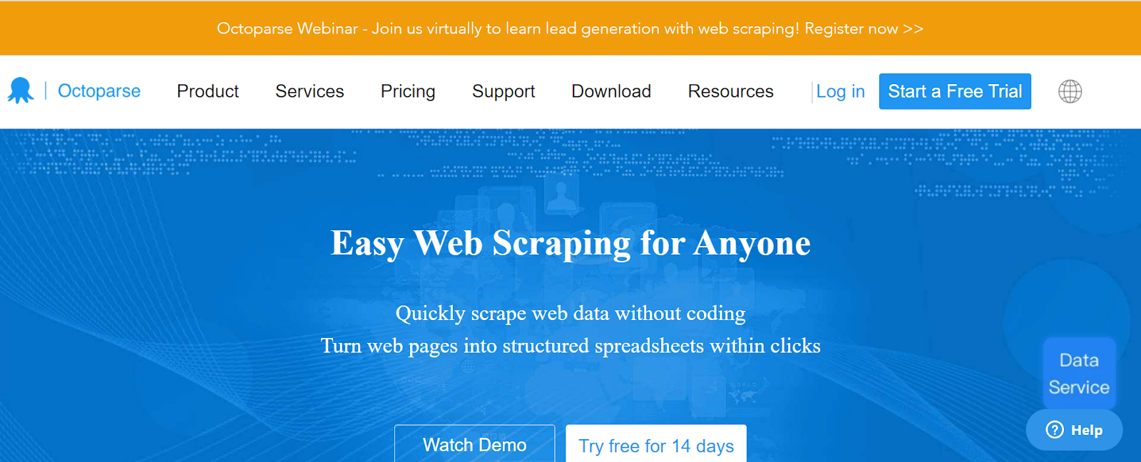 Home page of Octoparse