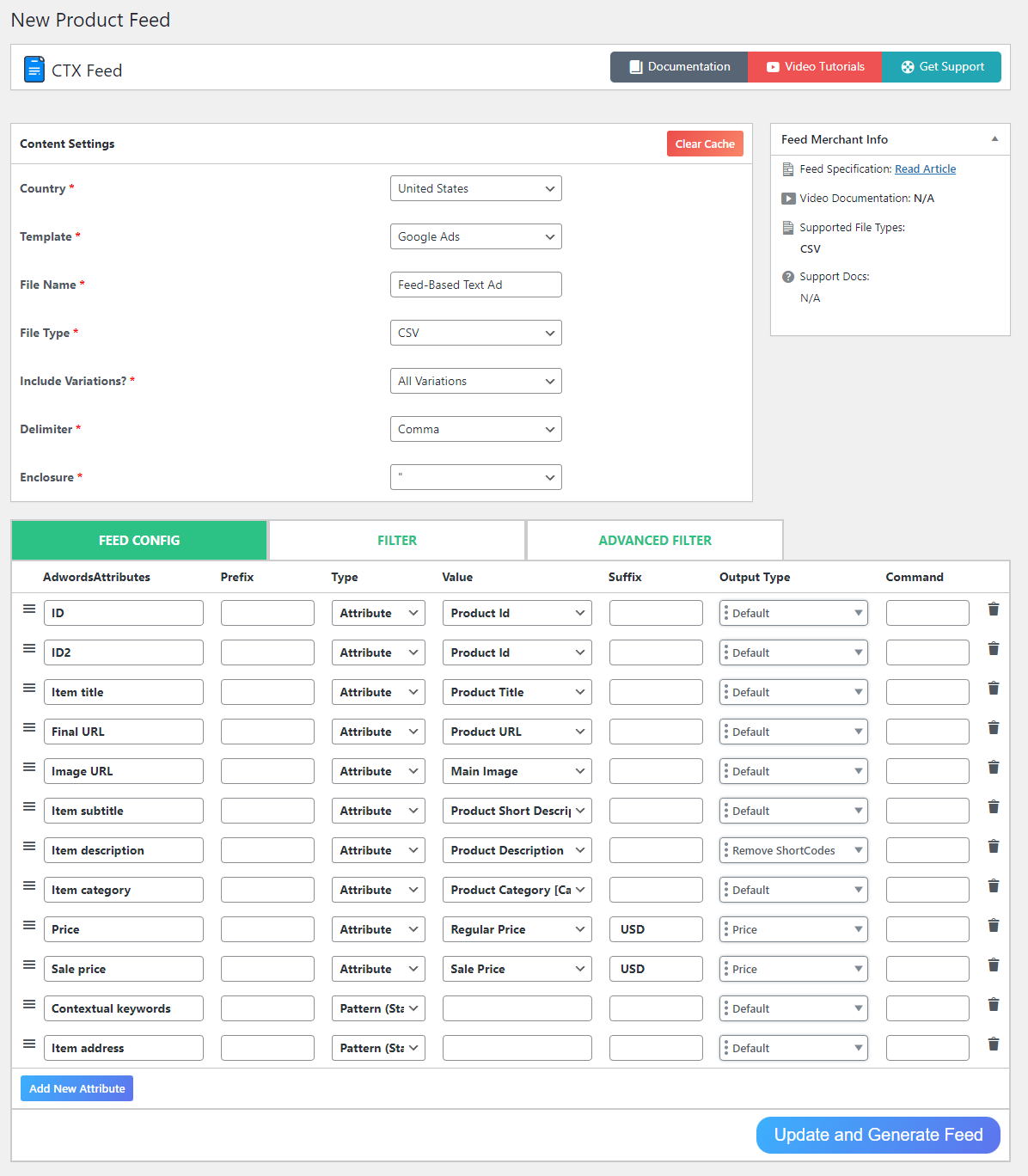 feed attributes for google ads landing page feed ad