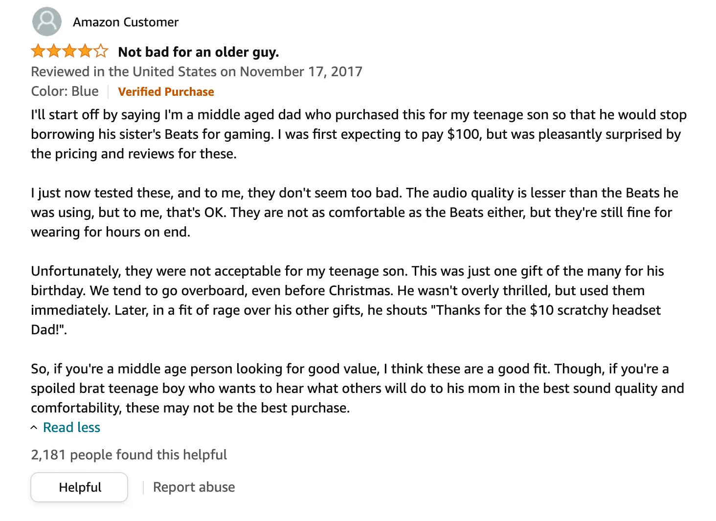 Amazon Customer review which reflects the Experience part pf E-E-A-T