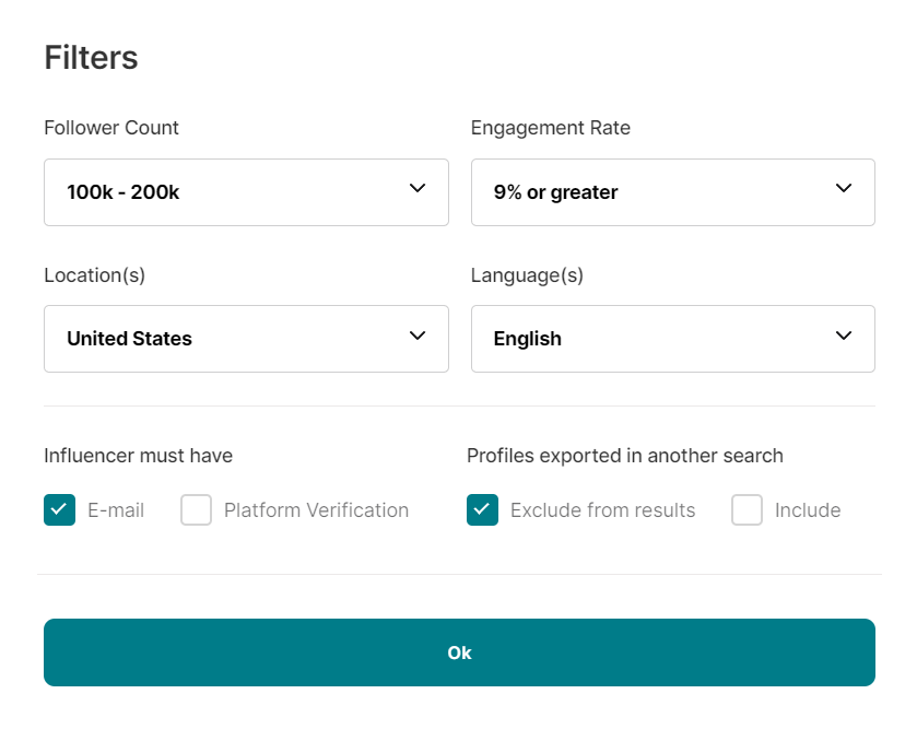 Inbeat search filters