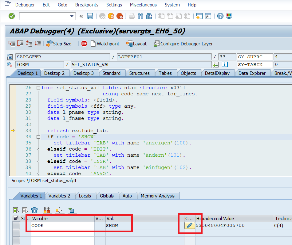 Edit SAP Table in Debug Mode Using SE16