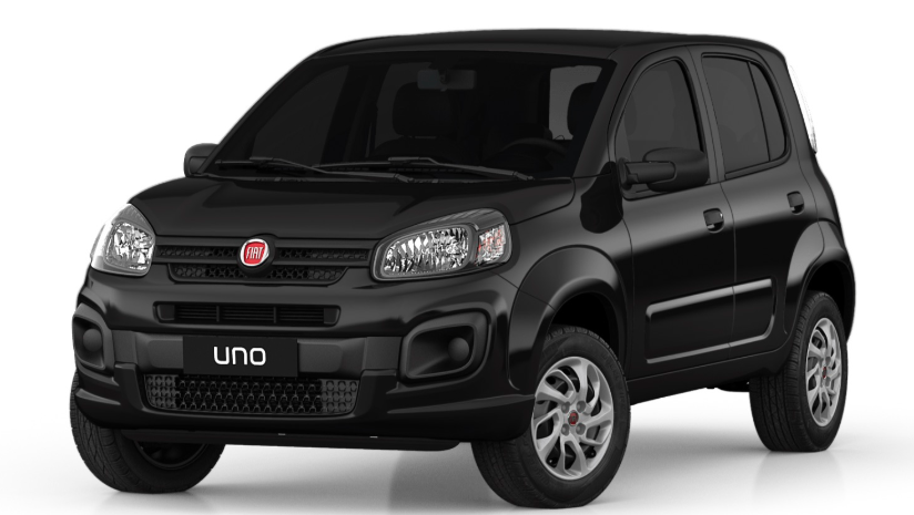 Fiat Uno preto em um fundo branco