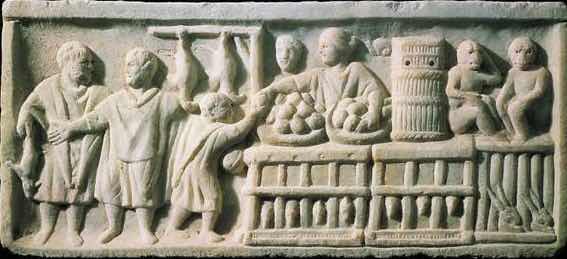 Marble frieze showing a market stall