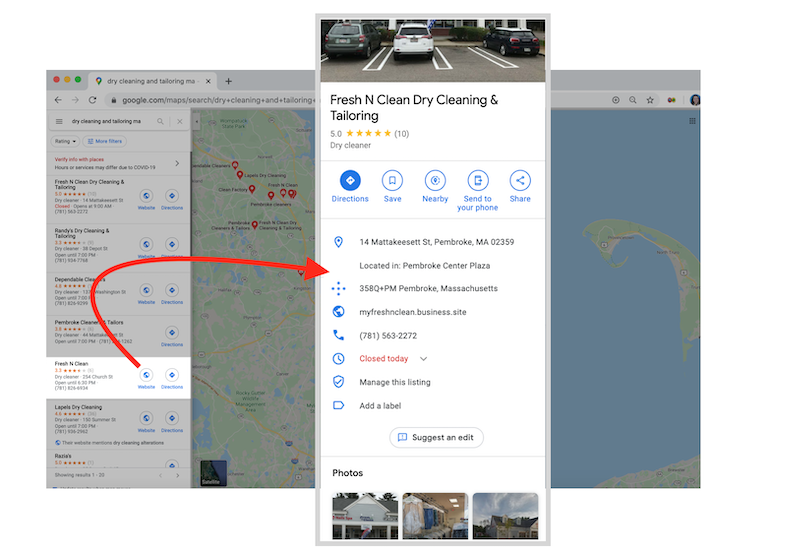Google My Business được hiển thị trên Google Map