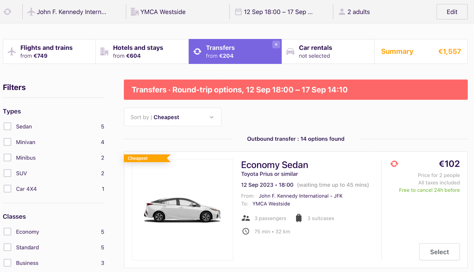 Booking your transfer options with Trazler’s smart online booking platform is done all from one place to save you time when booking your stay! 