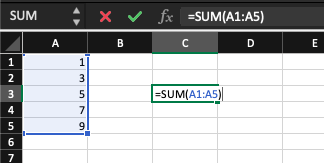 Somando no Excel com a fórmula SUM