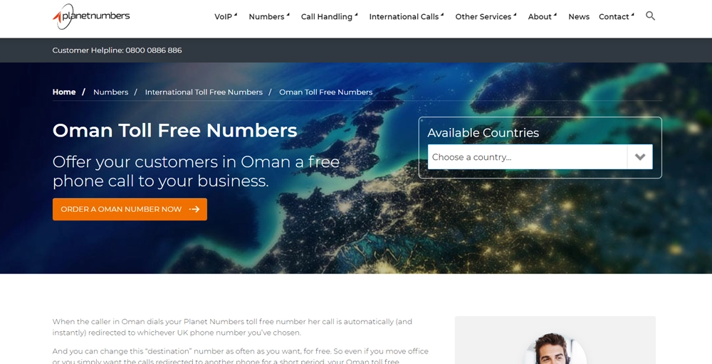 Planetnumbers Oman Toll Free Numbers