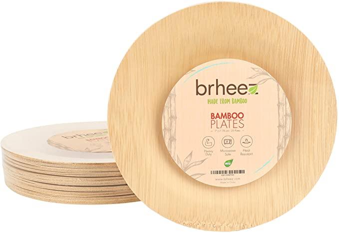 Brheez 7” Bamboo Disposable Biodegradable Plates 