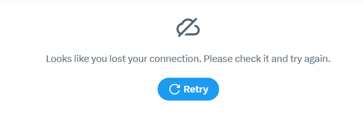 インターネット接続に問題がある場合、Twitterでは雲のマークが表示される。