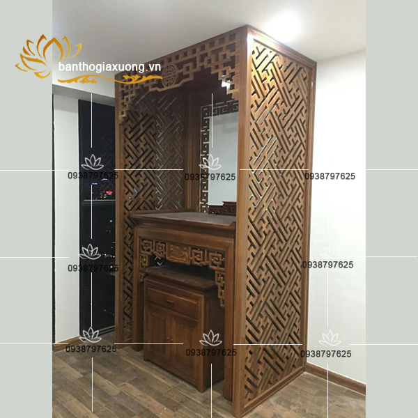 Mẫu vách ngăn cnc phòng thờ chung cư thiết kế hiện đại Quận 8