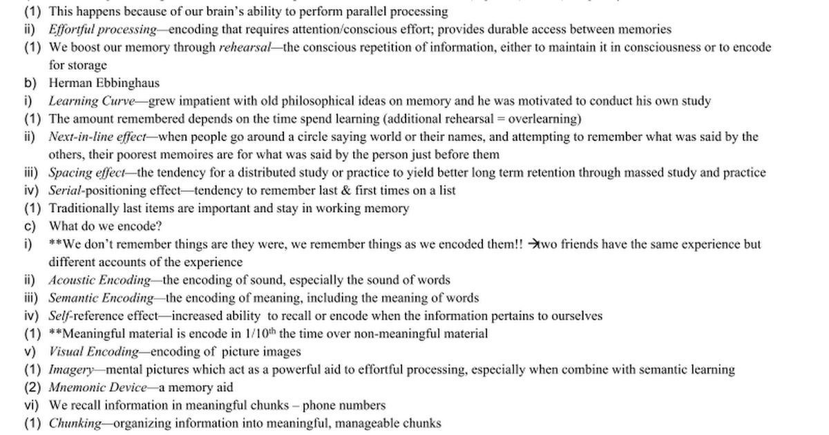 Memory_Chapter Notes (Myers)