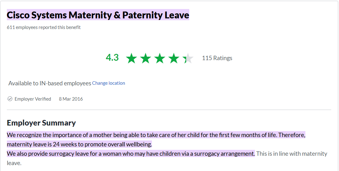 Cisco Maternity and Paternity Leaves