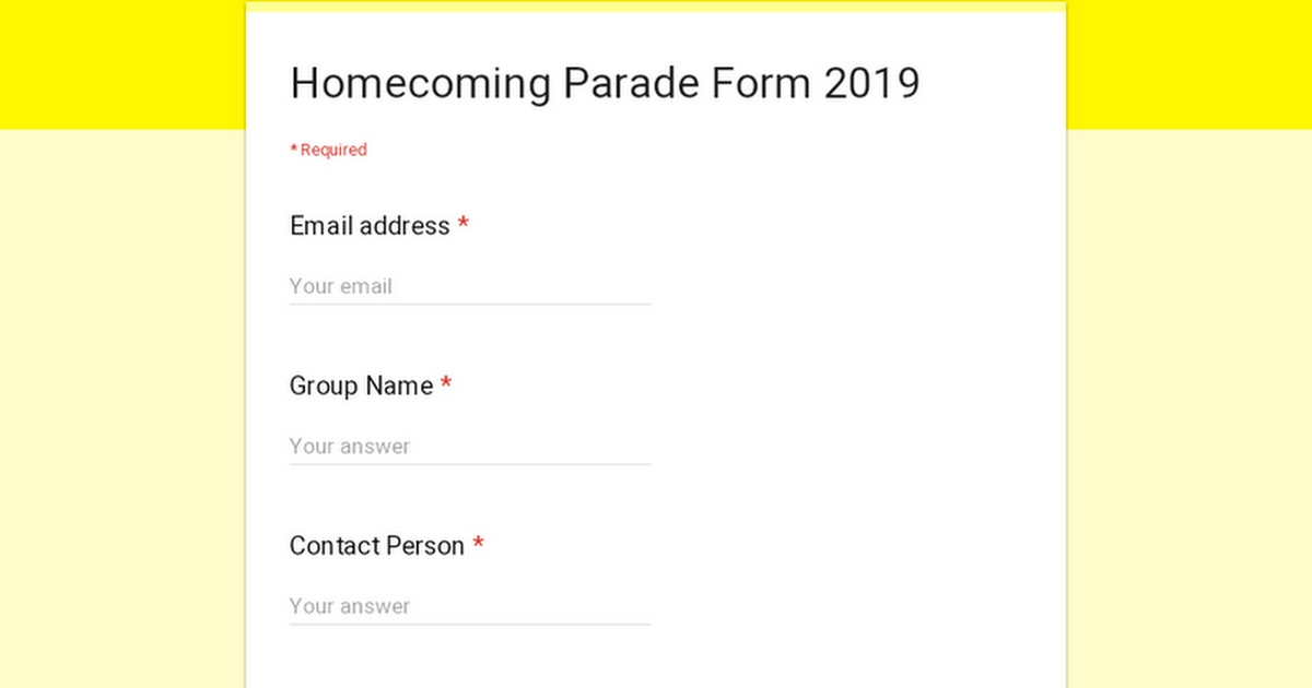 Homecoming Parade Form 2019 