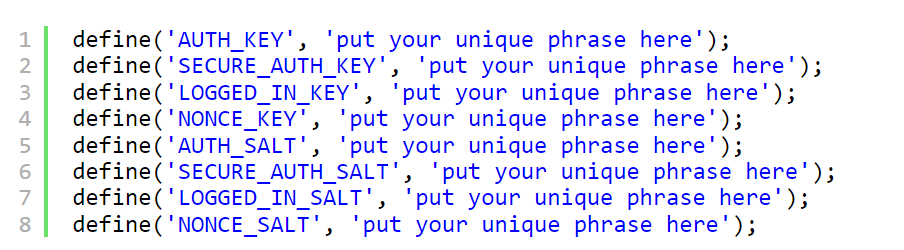 wp security keys format