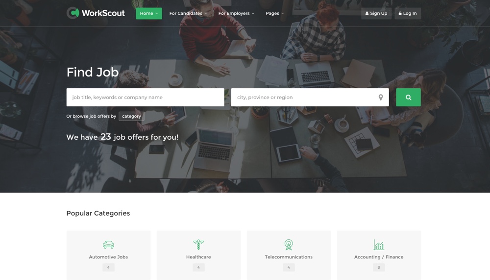 WorkScout - Tema WordPress do quadro de empregos