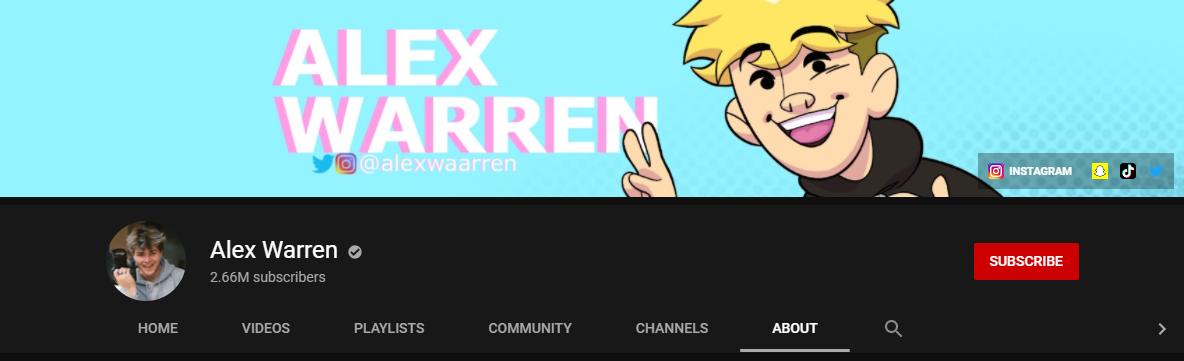 Alex Warren YouTube Channel