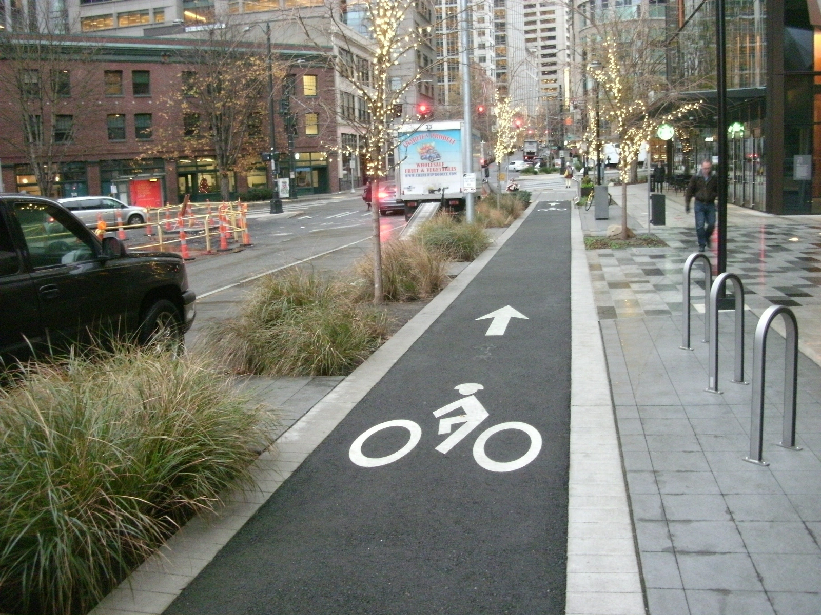 Example of separated, or protected, bike lane.