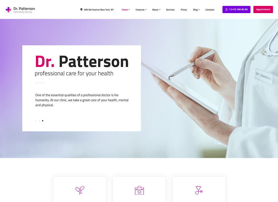 Dr.Patterson |  Tema de WordPress sobre medicina y salud