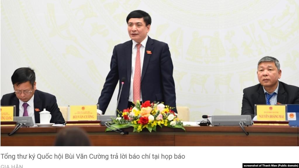 Tổng Thư ký Quốc hội Việt Nam Bùi Văn Cường tại cuộc họp báo hôm 9/1/2023.