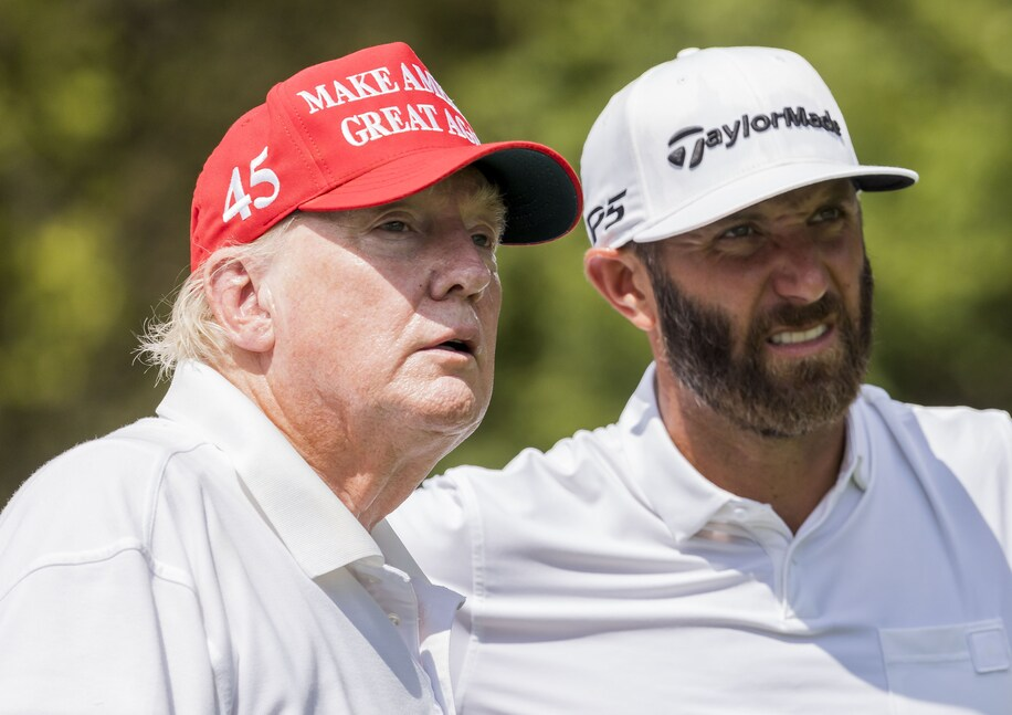 Donald Trump plays with Dustin Johnson and Bryson DeChambeau at LIV Golf: Donald Trump stepped up to the first tee box on Thursday