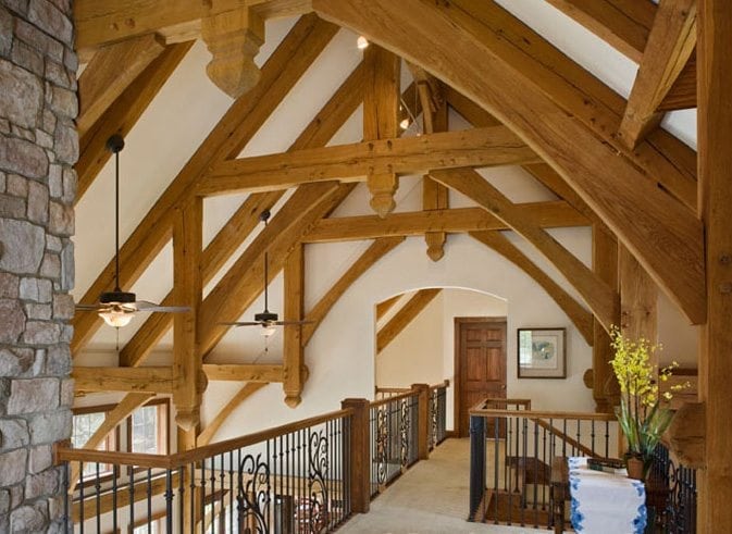 detailed timber frame loft space