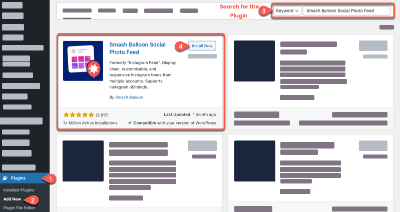 Installing Smash Balloon Social Photo Feed Plugin