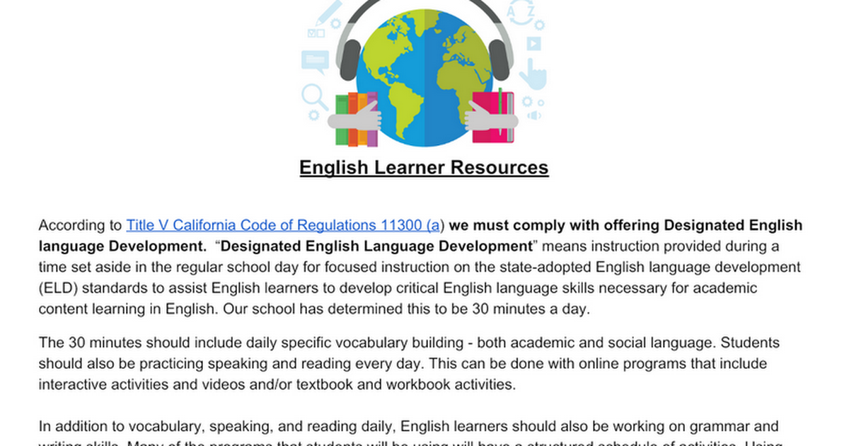 English Learner Resources