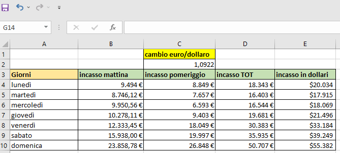 Impostare un riferimento fisso - risoluzione dell'errore