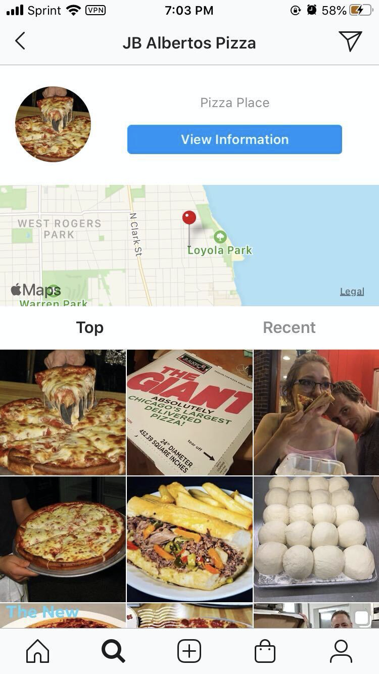 Screenshot of Instagram's map feature