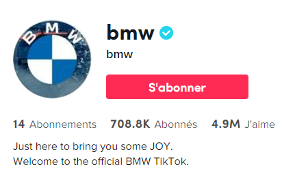 Compte TikTok de BMW