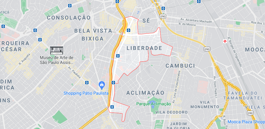 Mapa do bairro Liberdade, em São Paulo