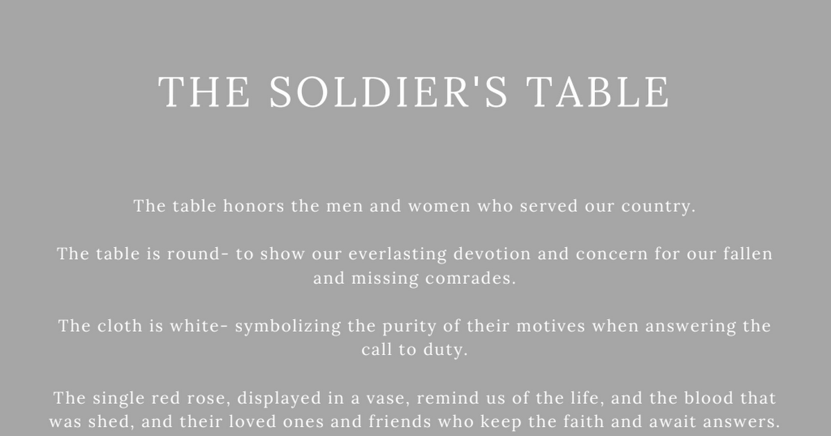 Fallen Soldier Table Poem Printable Customize and Print