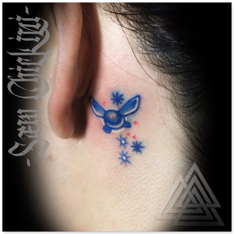 Navi From Zelda Behind The Ear Tattoo