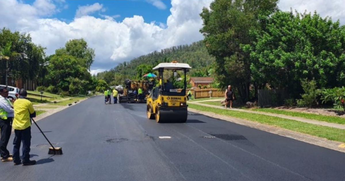 Road resurfacing on Brisbane roads