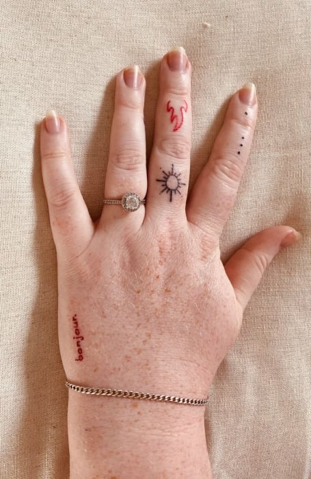 Full picture showing the finger patchwork tat