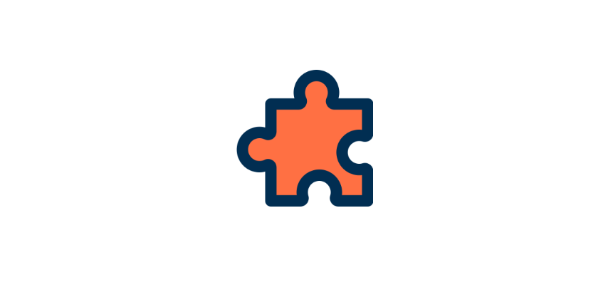 An orange-colored icon with a blue border representing a plugin
