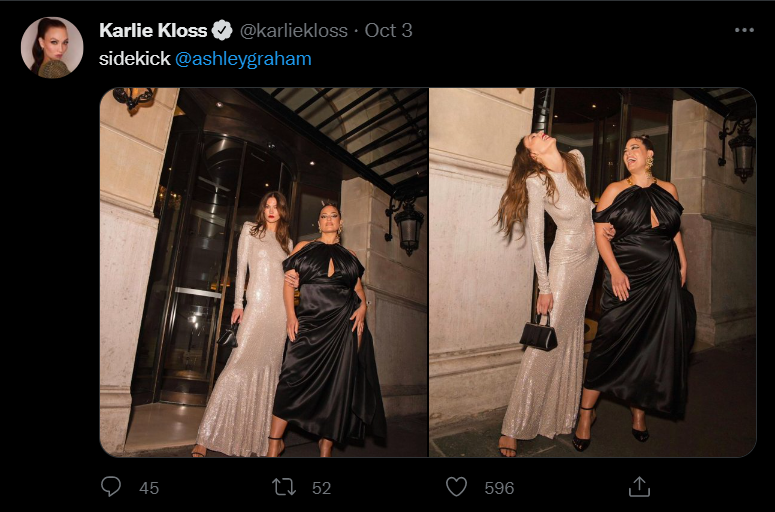 Screenshot of the Twitter influencer Karlie Kloss tweet.