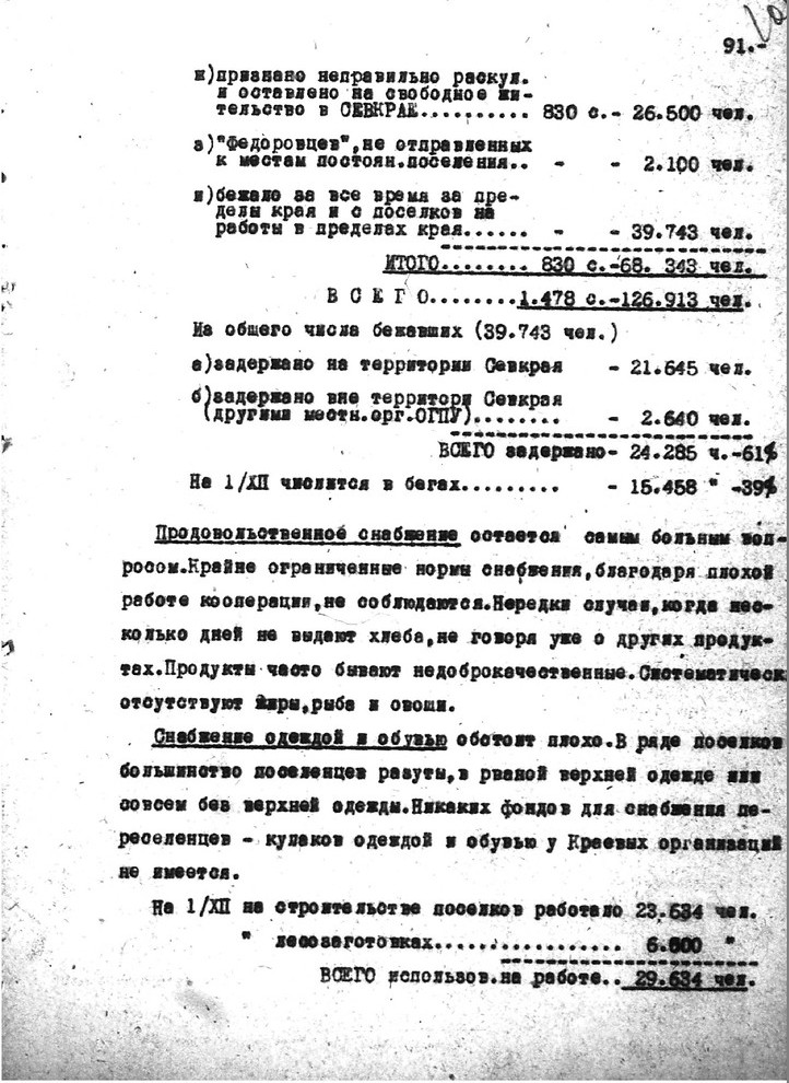  Лист 4. Источник: ГА РФ.Ф.Р-9414.Оп.1.Д.1943.Л.109 Докладная записка ОГПУ о высланных кулаках 2-й категории от 9 февраля 1931 года