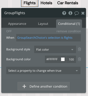 Changing the background color of “GroupFlights” based on custom state