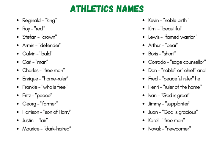 Athletics Names