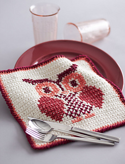 tapestry crochet owl dishcloth