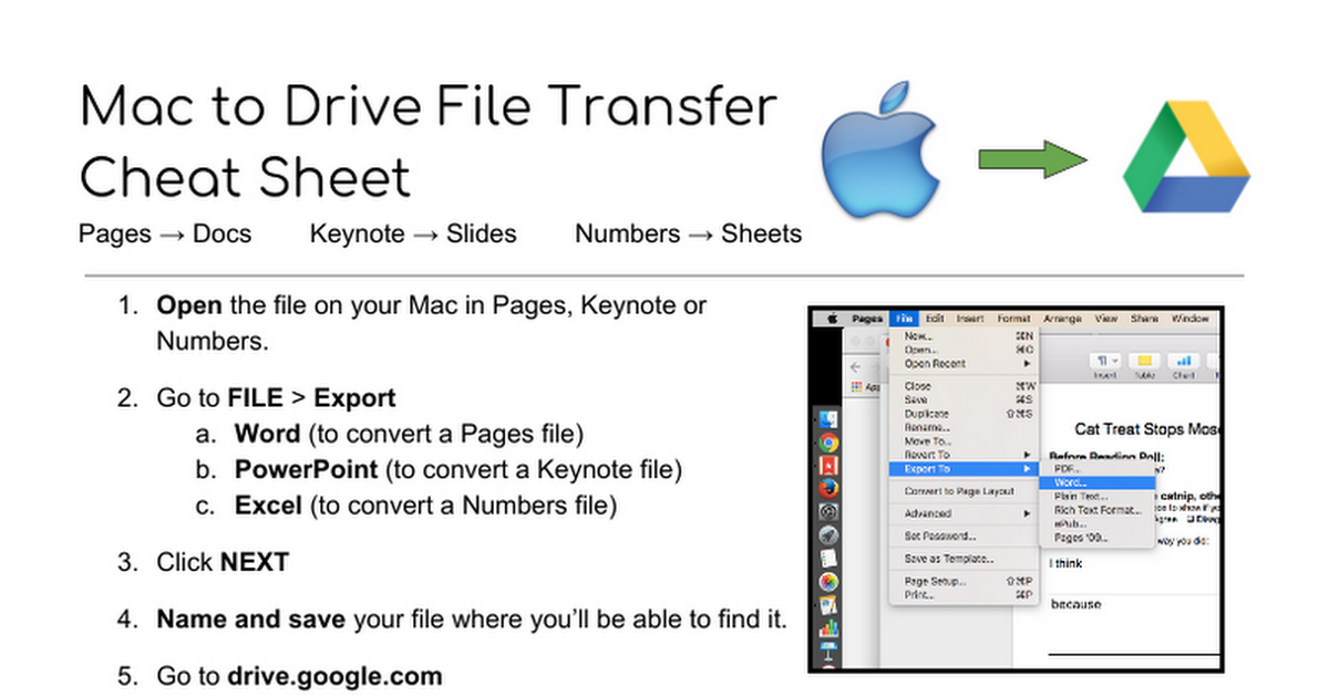 Mac to Drive File Transfer Cheat Sheet
