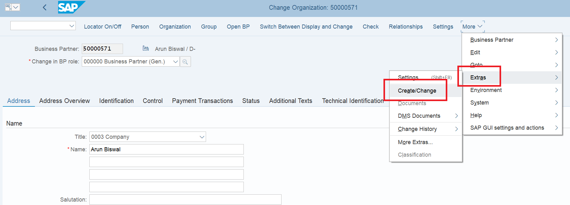 SAP BP Grouping