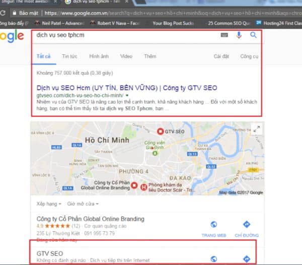 SEO google map top 3 google map của GTV SEO