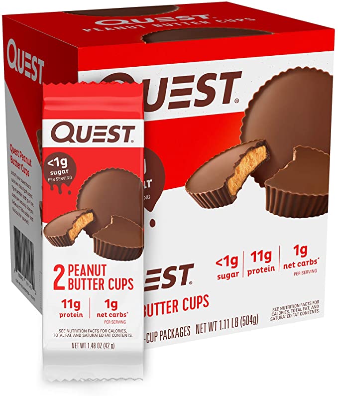 Quest Nutrition High Protein Low Carb, Gluten Free, Keto Friendly, Peanut Butter Cups, pack of 12 (total- 17.76 Ounce)