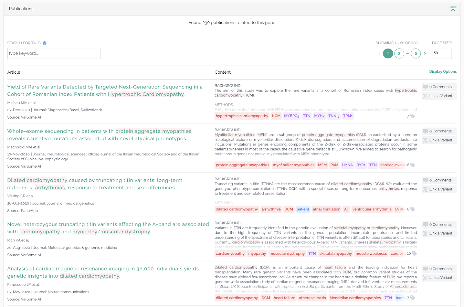 VarSome publication scanning AI