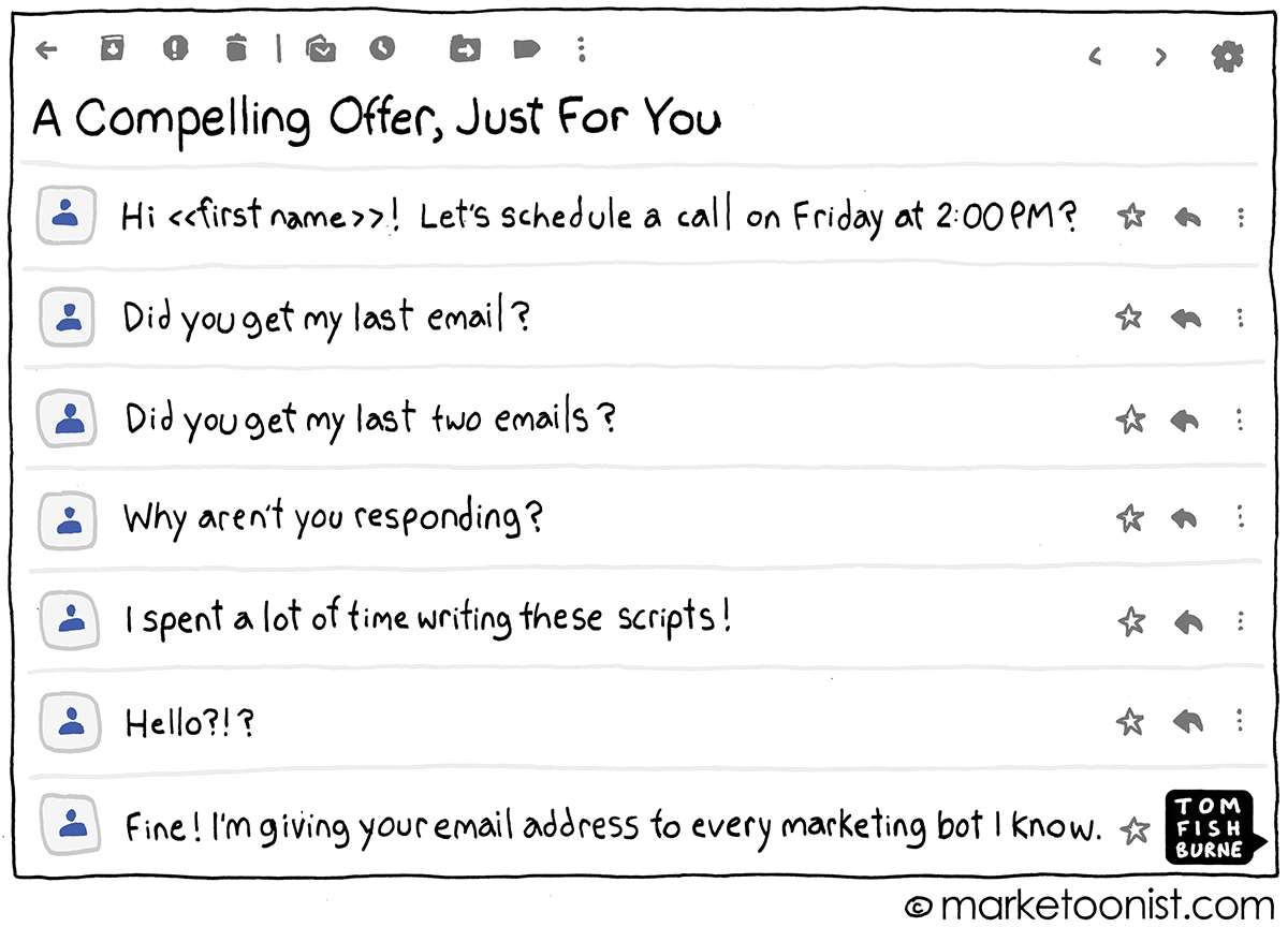 Emails using marketing automation - Cartoon