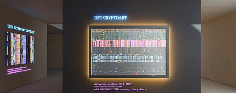 NFT cryptoart on wall