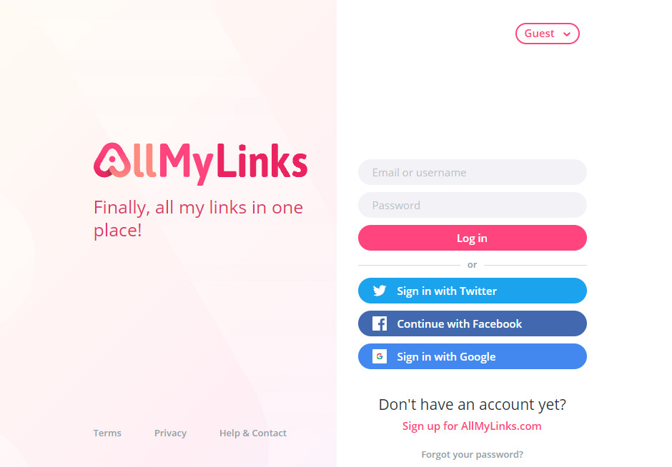 Images from AllMyLinks's official website